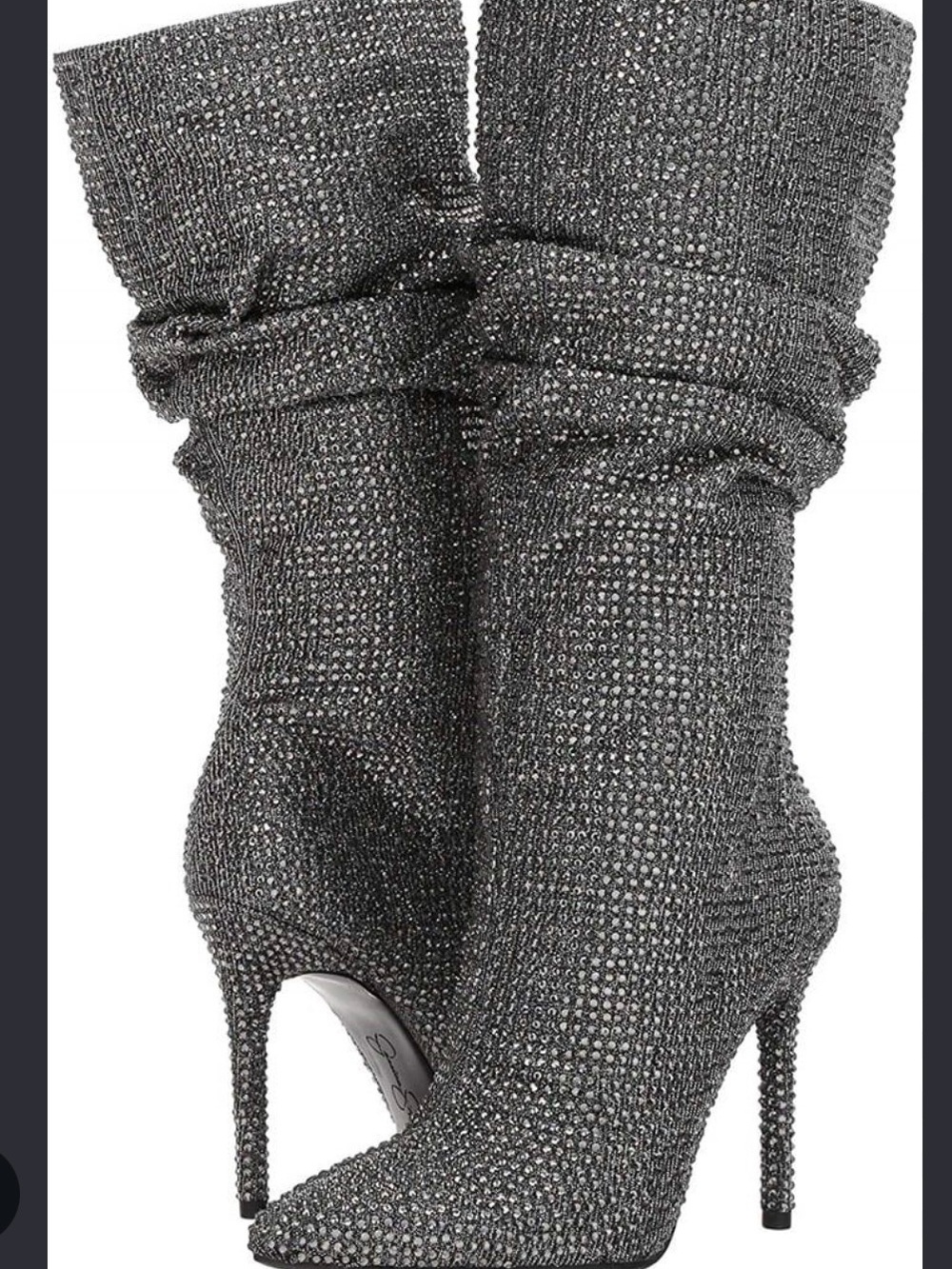 Jessica Simpson Gunmetal Glitter Slouch Pointed-Toe Stiletto Boots